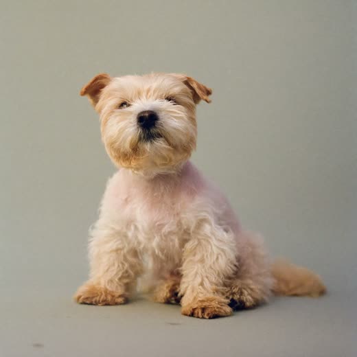 A small freshly groomed fluffy dog
